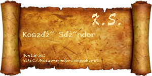 Koszó Sándor névjegykártya